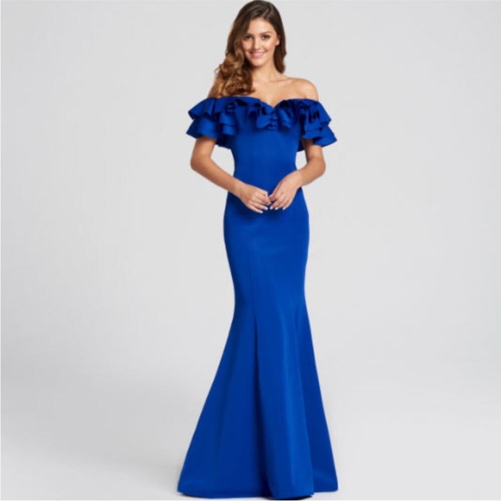 Elegant Blue Off-Shoulder Dress